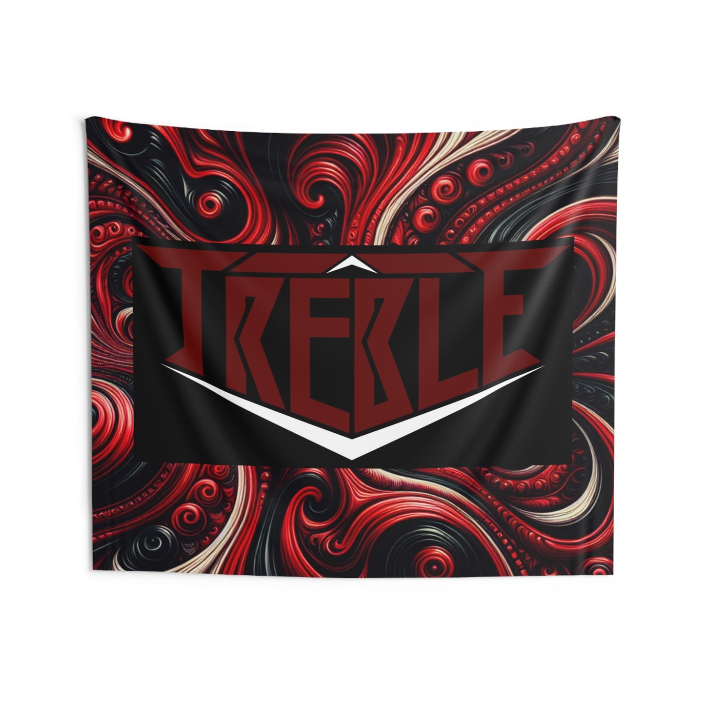 Treble Twilight Mysticism. Red & Black Infinity Patterns Art Tapestry