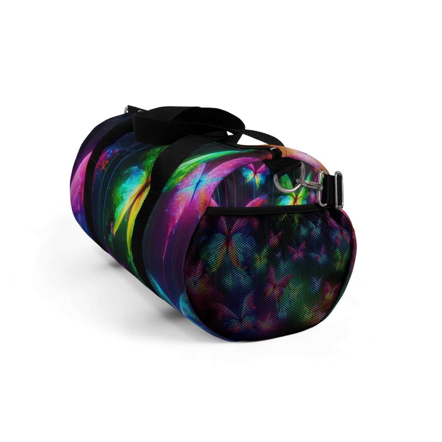 Fantasia in Neon. - Neon Butterflies Duffle Bag