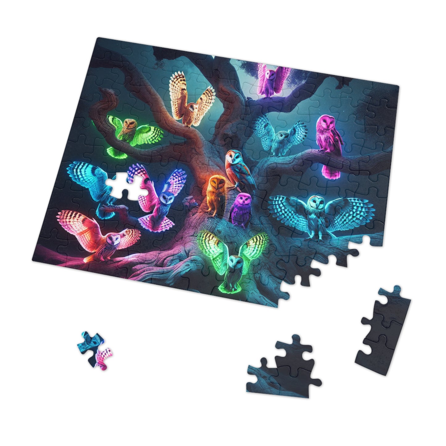 Neon Owlery - Neon Owls Puzzle 30, 110, 252, and 1000 Pieces
