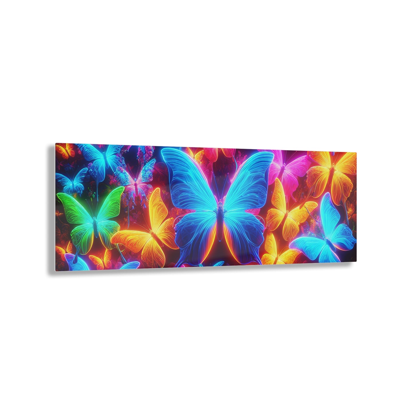 "Trail of Glowing Wings" NEON Butterflies Art 1/4" Glossy Acrylic Art