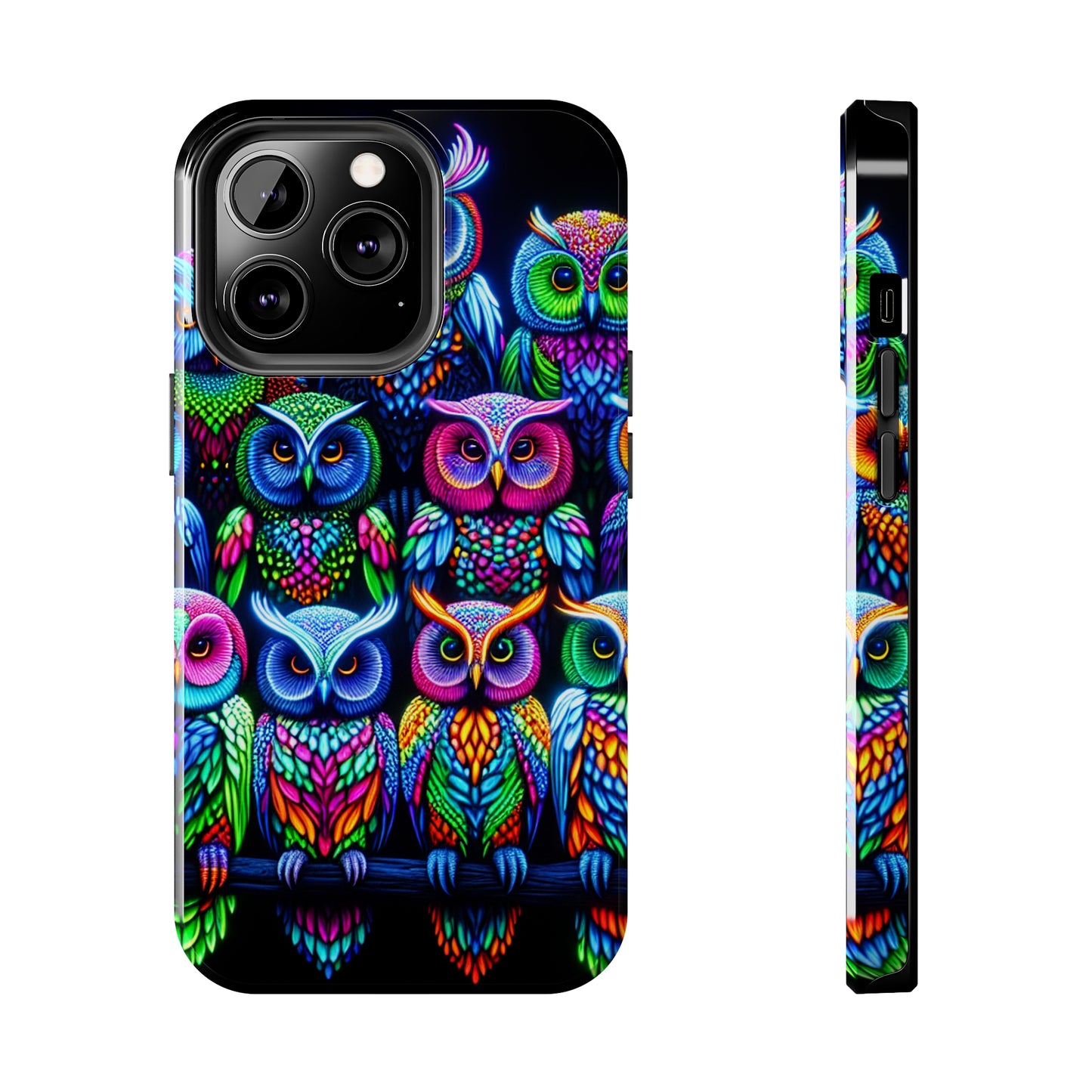 Neon Nocturnal Spectacle. NEON Owls Tough Phone Case
