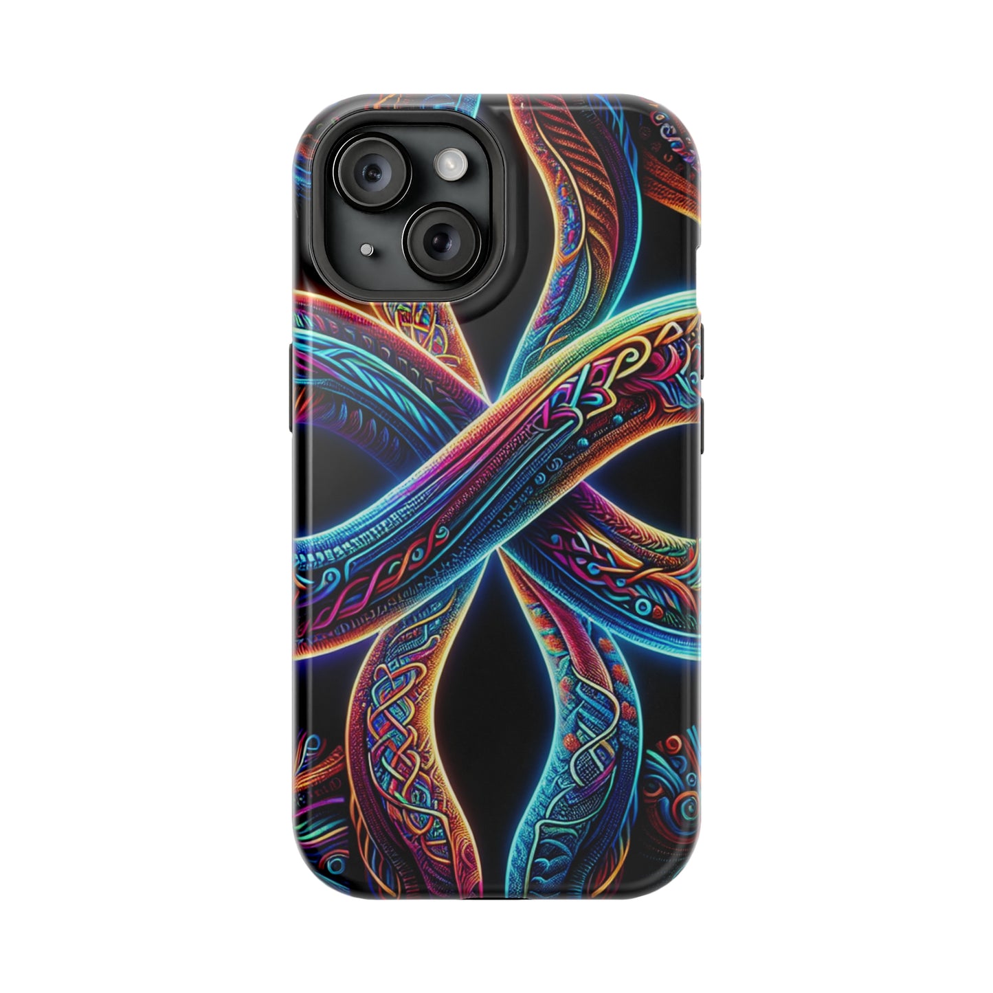 Vibrant Infinity Nocturne Neon Trippy Infinity Patterns Premium Art Magsafe Magnet Tough IPhone 13 14 15 Pro Plus Max and Mini in Matte and Glossy Phone cases