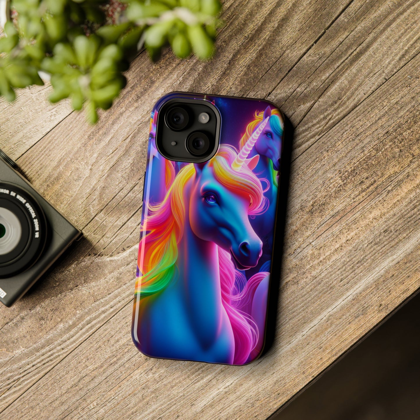 Neon Nighthorn Pride Neon Unicorns Premium Art Magsafe Magnet Tough IPhone 13 14 15 Pro Plus Max and Mini in Matte and Glossy Phone cases