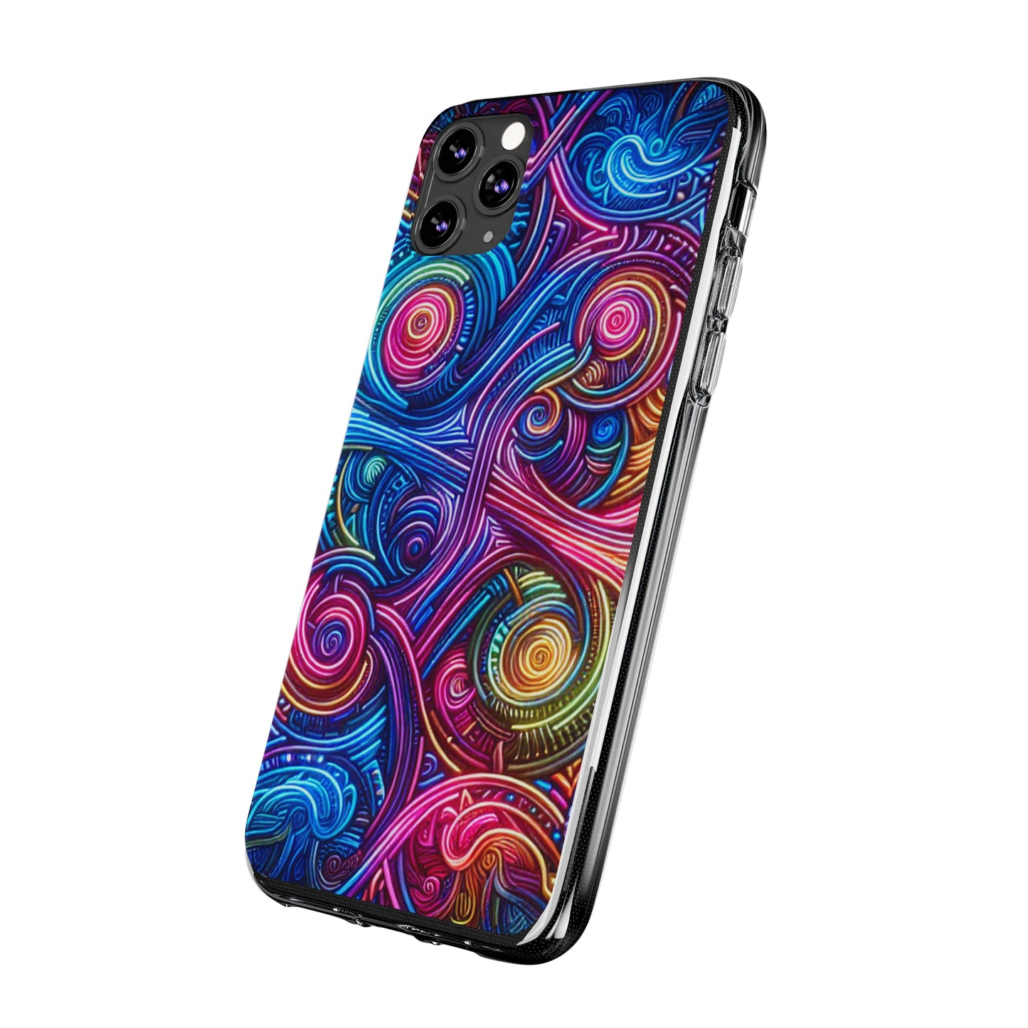 Vibrant Trippy Neon Infinity Ripples. Infinity Patterns Art Polycarbonate Phone Case Samsung Galaxy s21 s22 Google Pixel 6 Iphone 11 12 13 14 Pro Max Mini Plus