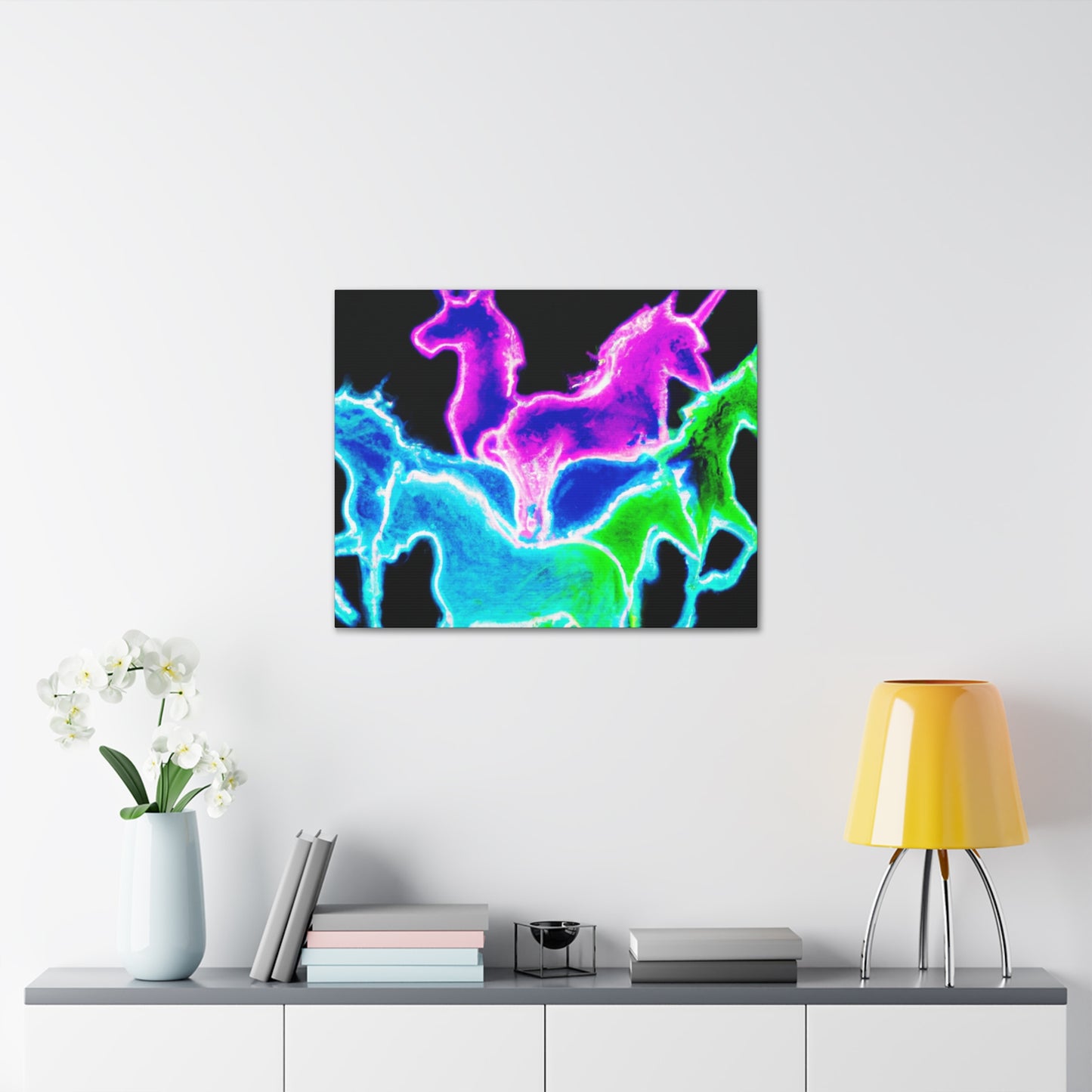 Neon Rainbow Unicorns NEON Unicorns Art Canvas