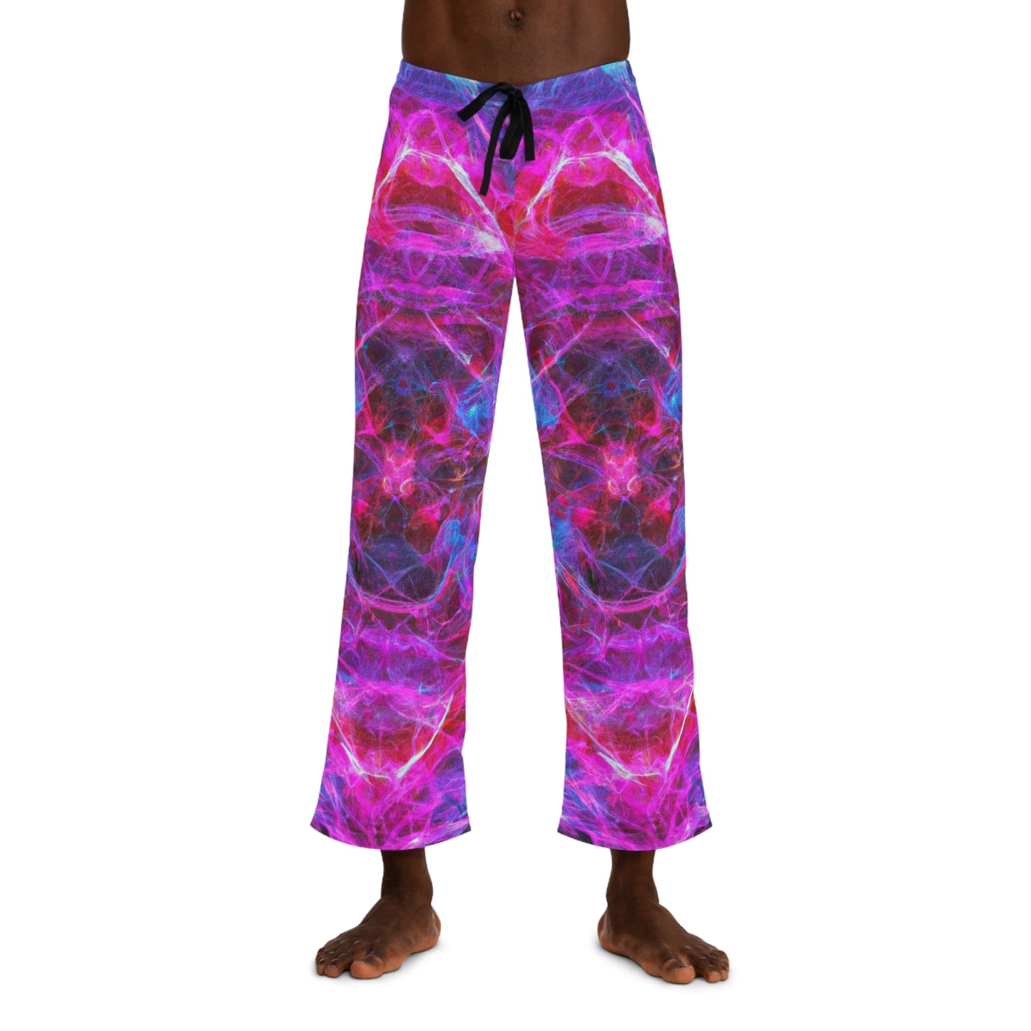 TDB Vibrant Prismatic Hyperspace Imagery. Trippy Infinity Patterns Mens Pajama Pants