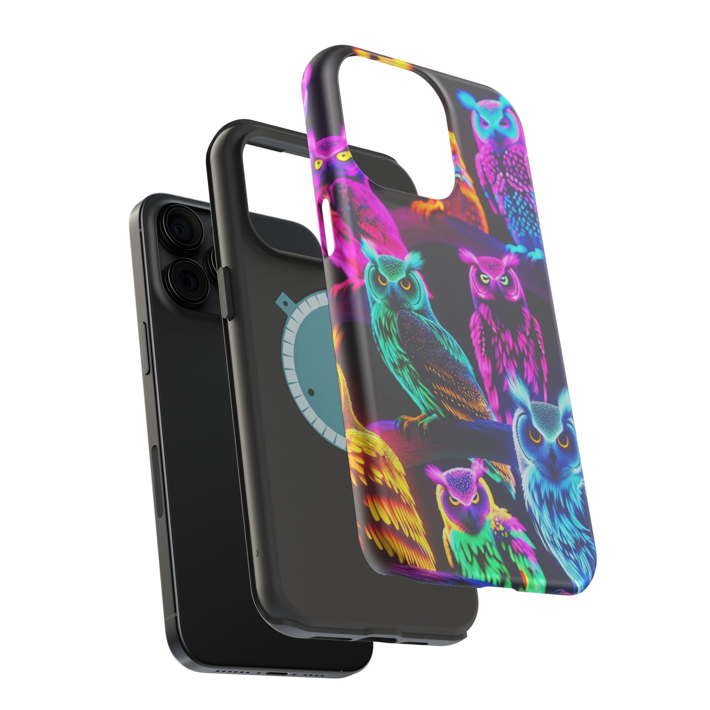 Neon Night Owls. Neon Owls Premium Art Magsafe Magnet Tough IPhone 13 14 15 Pro Plus Max and Mini in Matte and Glossy Phone cases