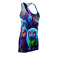 "Nocturnal Neon Shimmer" Neon Owls Racerback Dress