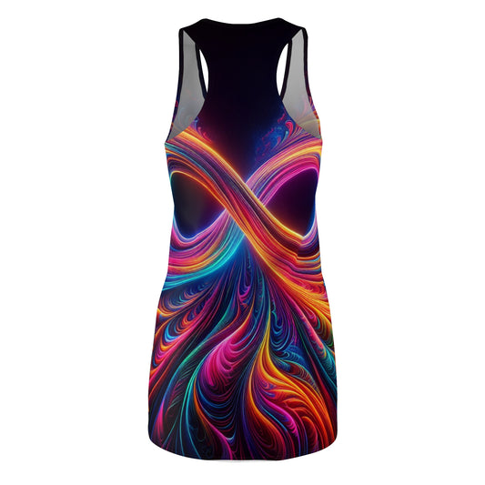 TDB Dazzling Hypnotic Neon Never-Ending Dreamscapes Trippy Infinity Patterns Racerback Dress