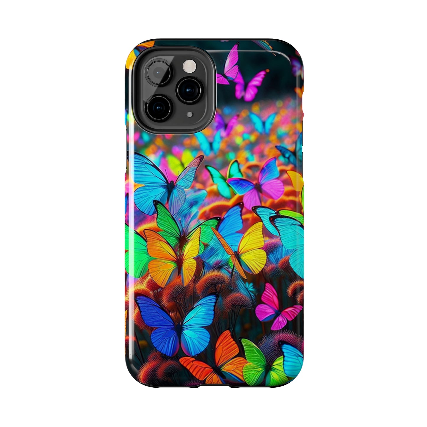 "Neon Butterfly Mural" NEON Butterflies Tough Phone Case Iphone 6 7 8 9 10 11 12 13 14 SE X XR XS Pro Max Mini Plus
