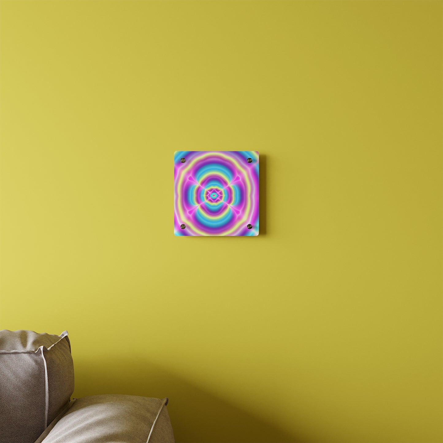Vivid Vortex of Neon Mysticism. Trippy Infinity Patterns Acrylic Art Panel