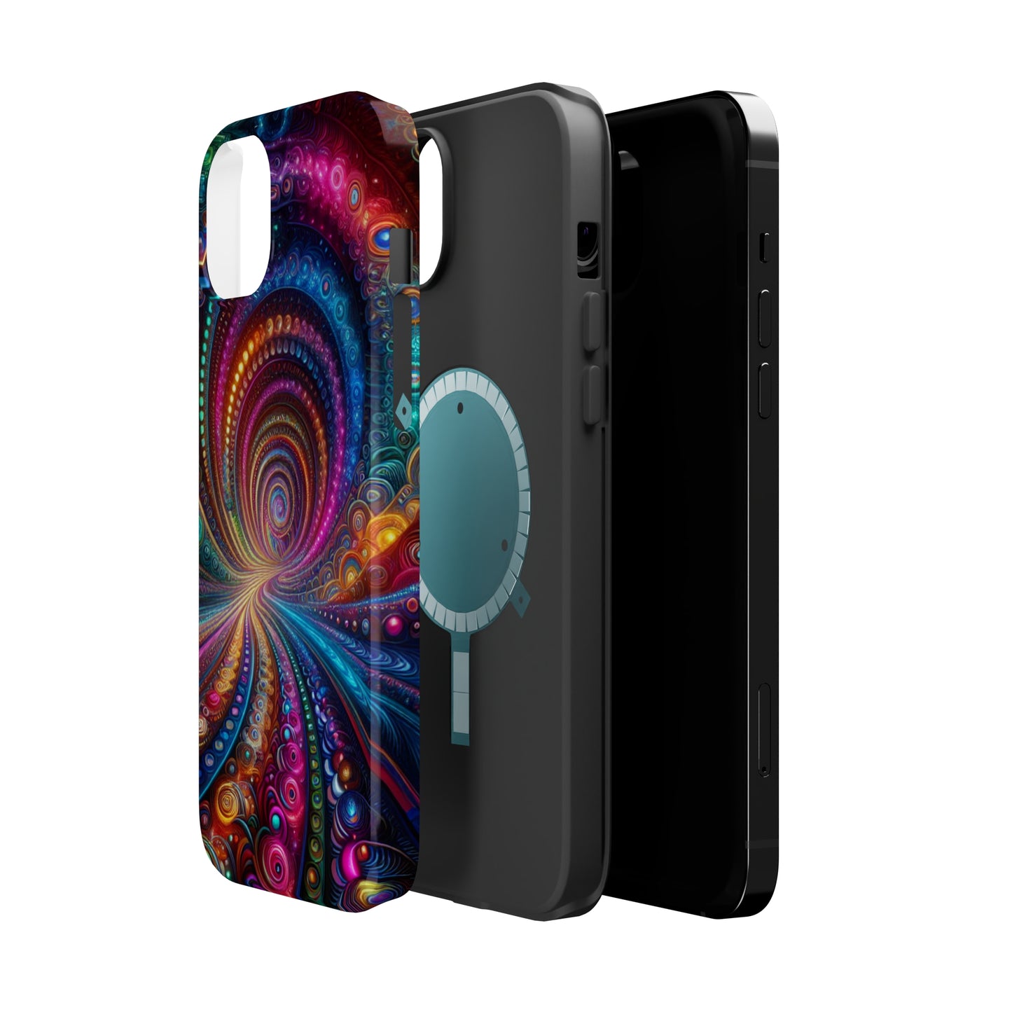 Neon Eternal Infinity Oasis. Neon Trippy Infinity Patterns Premium Art Magsafe Magnet Tough IPhone 13 14 15 Pro Plus Max and Mini in Matte and Glossy Phone cases
