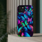 "Neon Flutterglow" Neon Butterflies Premium Art Magsafe Magnet Tough IPhone 13 14 15 Pro Plus Max and Mini in Matte and Glossy Phone cases
