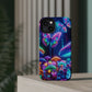 Neon Ecstasy. Neon Butterflies and Mushrooms Premium Art Magsafe Magnet Tough IPhone 13 14 15 Pro Plus Max and Mini in Matte and Glossy Phone cases