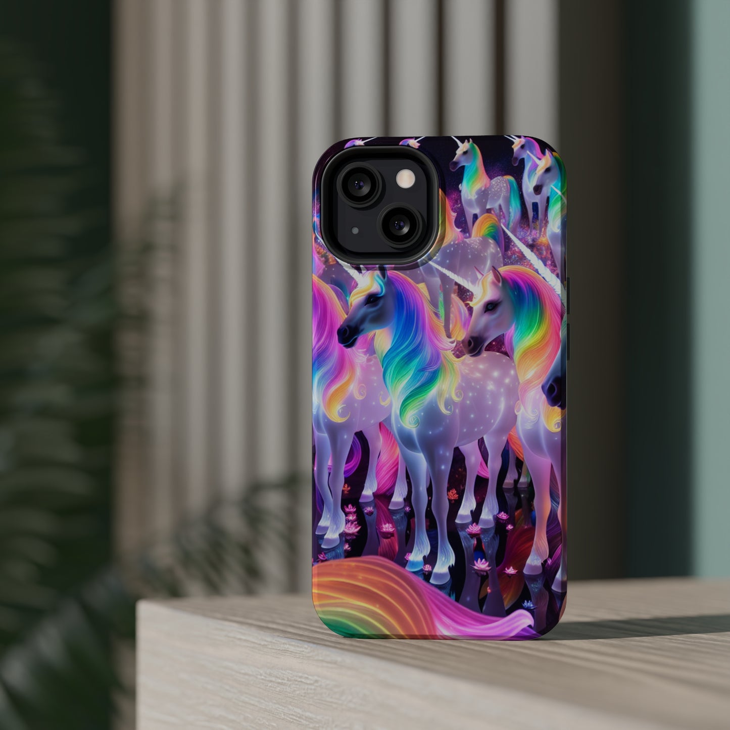 Neon Wonderland Unicorns Neon Unicorns Premium Art Magsafe Magnet Tough IPhone 13 14 15 Pro Plus Max and Mini in Matte and Glossy Phone cases