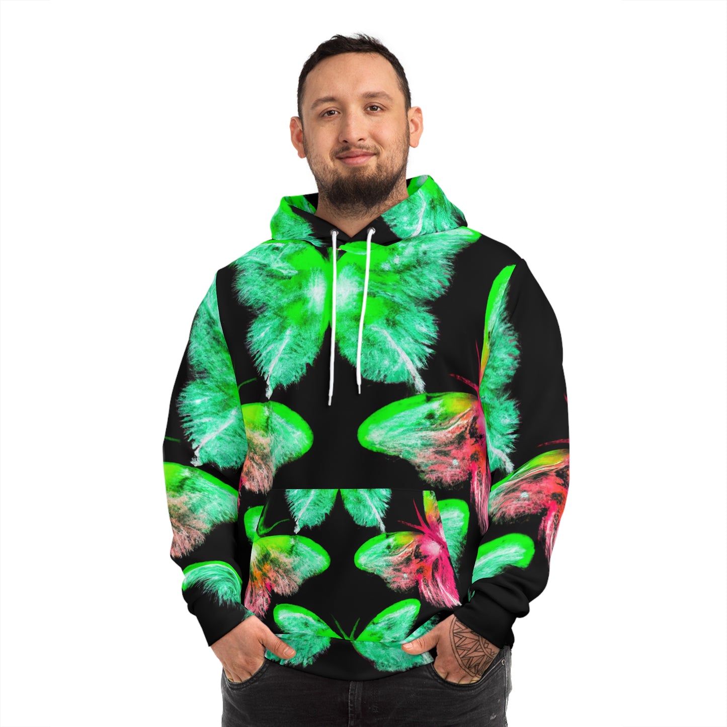 Neon Butterfly Radiance - Butterflies AOP Hoodie