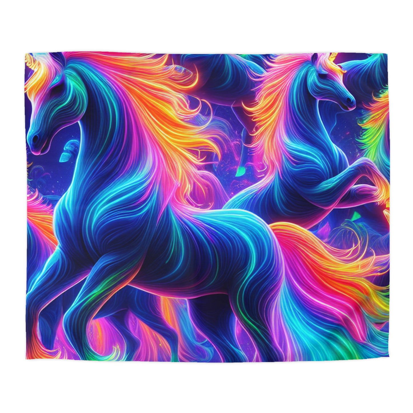 Mariano Filoteo - NEON Unicorns Microfiber Duvet Cover