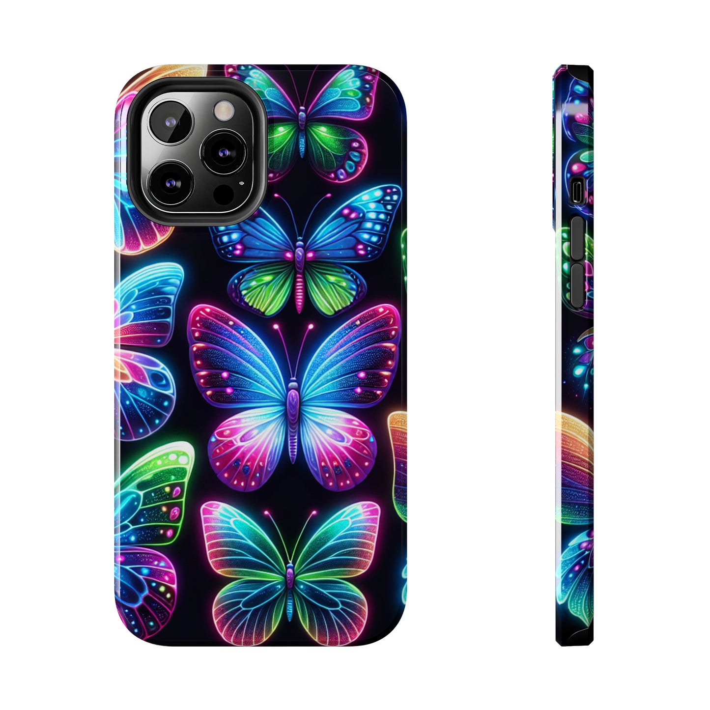"Dance of the Neon Butterflies" NEON Butterflies Tough Phone Case Iphone 6 7 8 9 10 11 12 13 14 SE X XR XS Pro Max Mini Plus