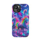 "Unicorn Prism" Neon Unicorns Premium Art Magsafe Magnet Tough IPhone 13 14 15 Pro Plus Max and Mini in Matte and Glossy Phone cases