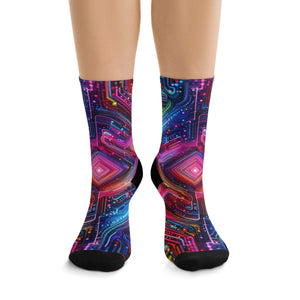 TDB Vibrant Trippy Neon Eternity Blast. Trippy Recycled Poly Socks