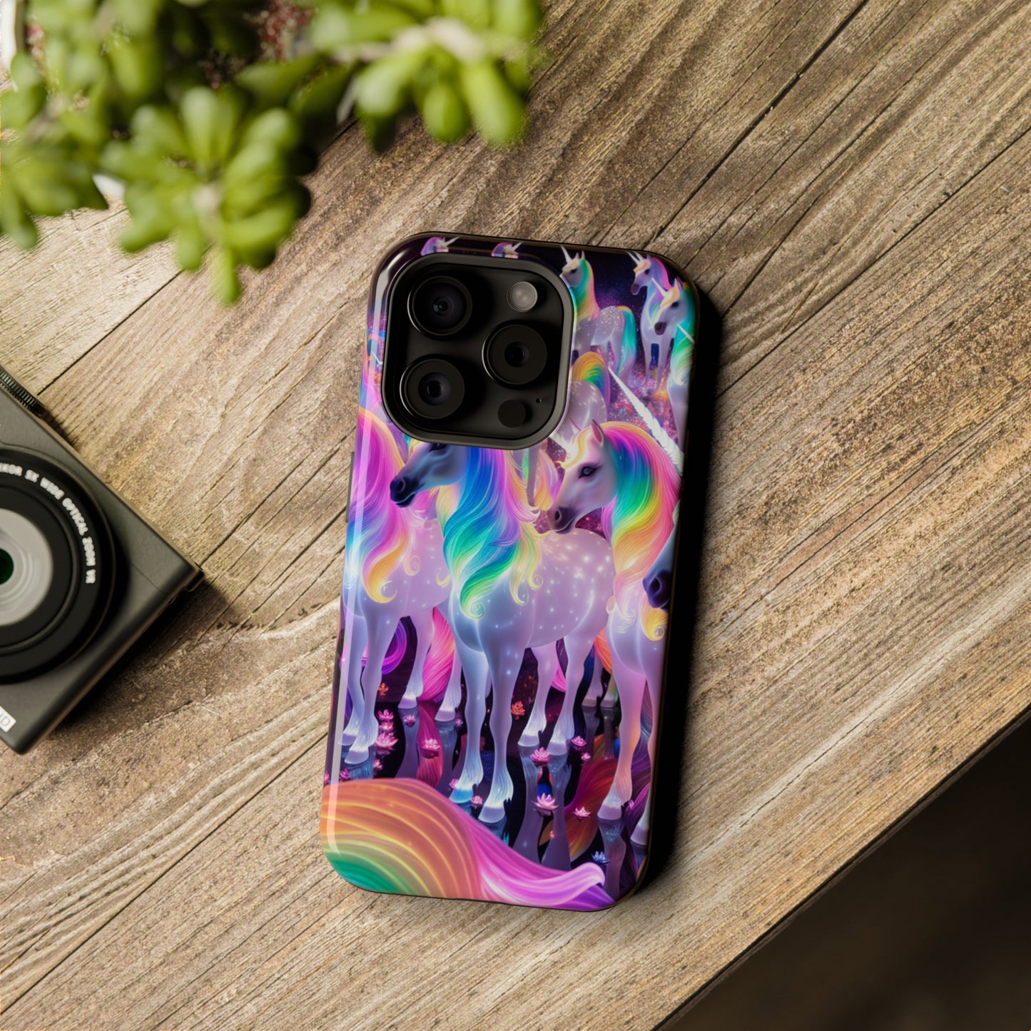 Neon Wonderland Unicorns Neon Unicorns Premium Art Magsafe Magnet Tough IPhone 13 14 15 Pro Plus Max and Mini in Matte and Glossy Phone cases