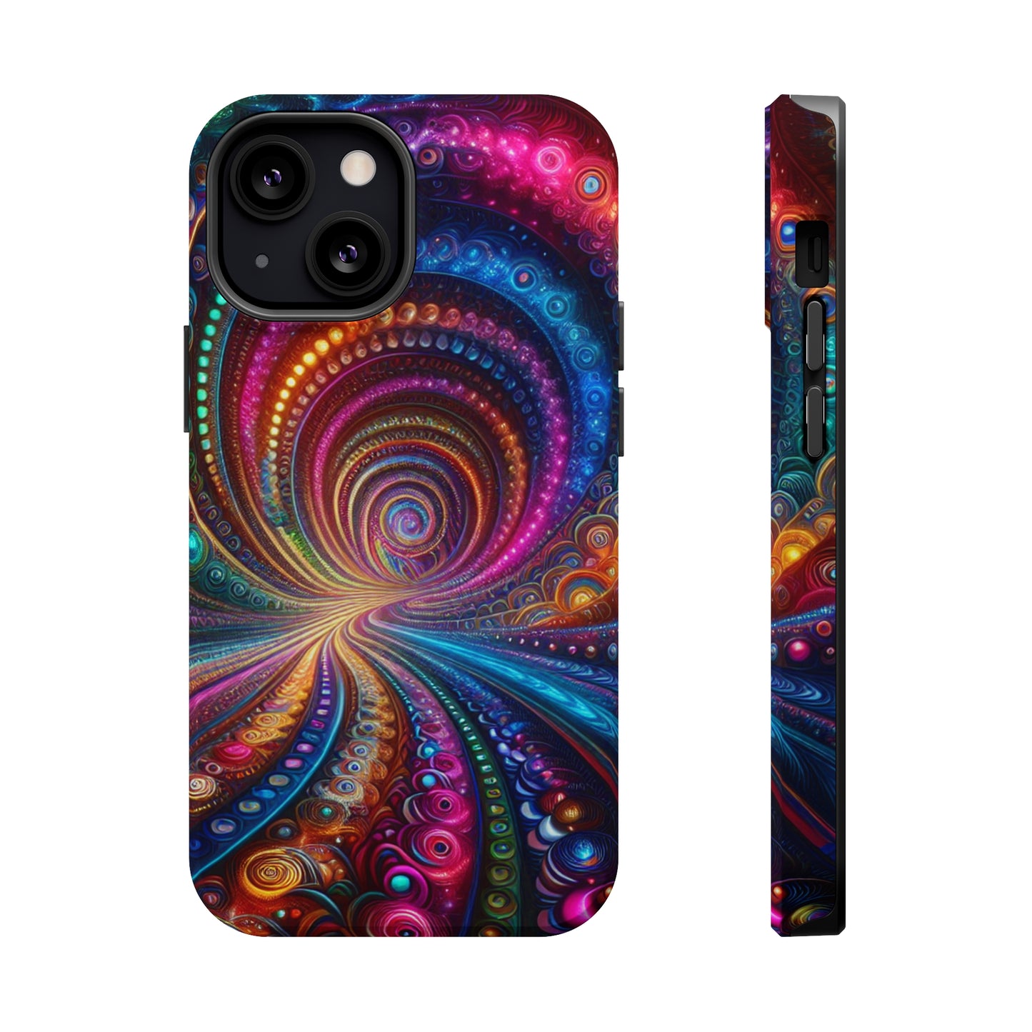 Neon Eternal Infinity Oasis. Neon Trippy Infinity Patterns Premium Art Magsafe Magnet Tough IPhone 13 14 15 Pro Plus Max and Mini in Matte and Glossy Phone cases