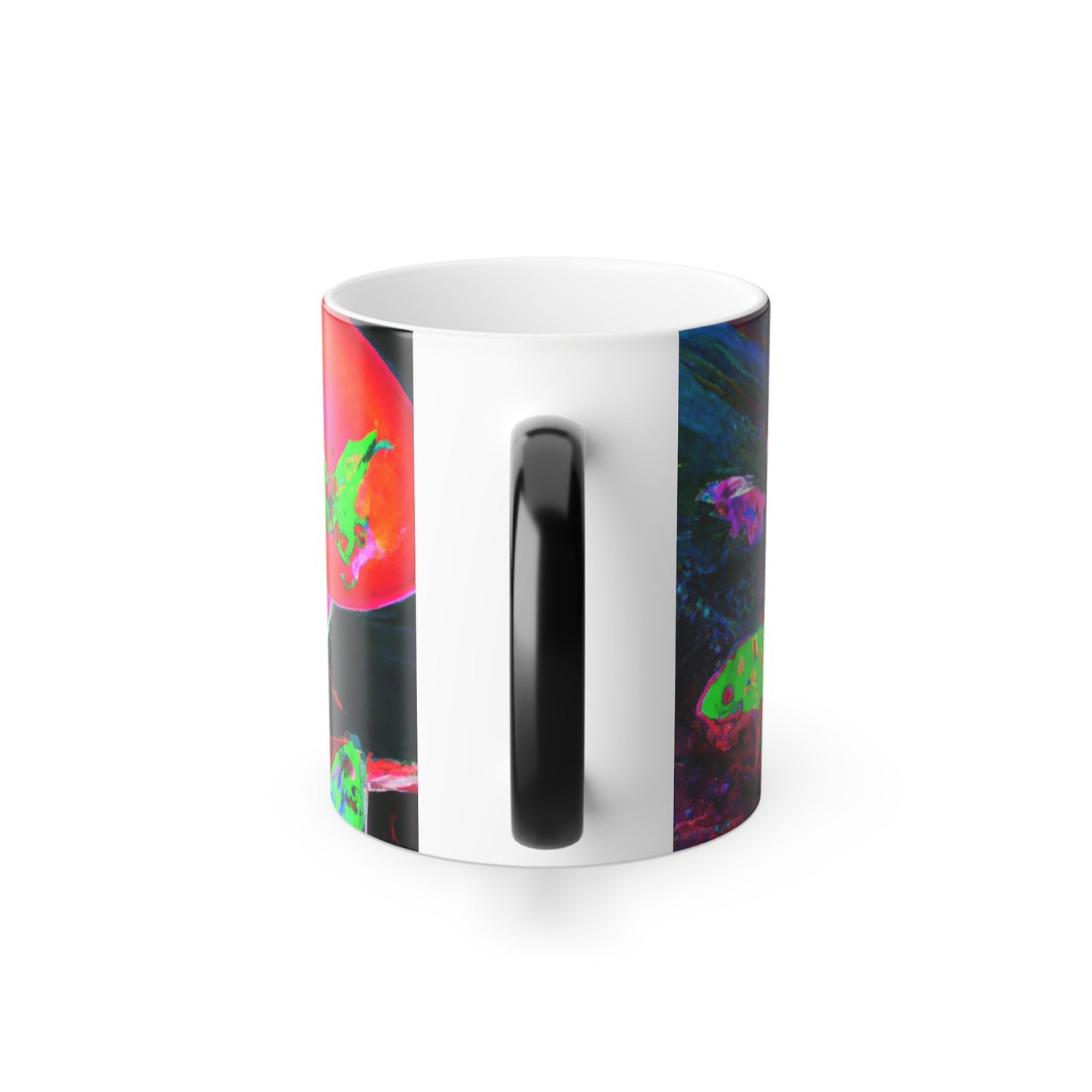 "Neon Rainbow Suite". Mushrooms & Butterflies 11oz Color Morphing Mug