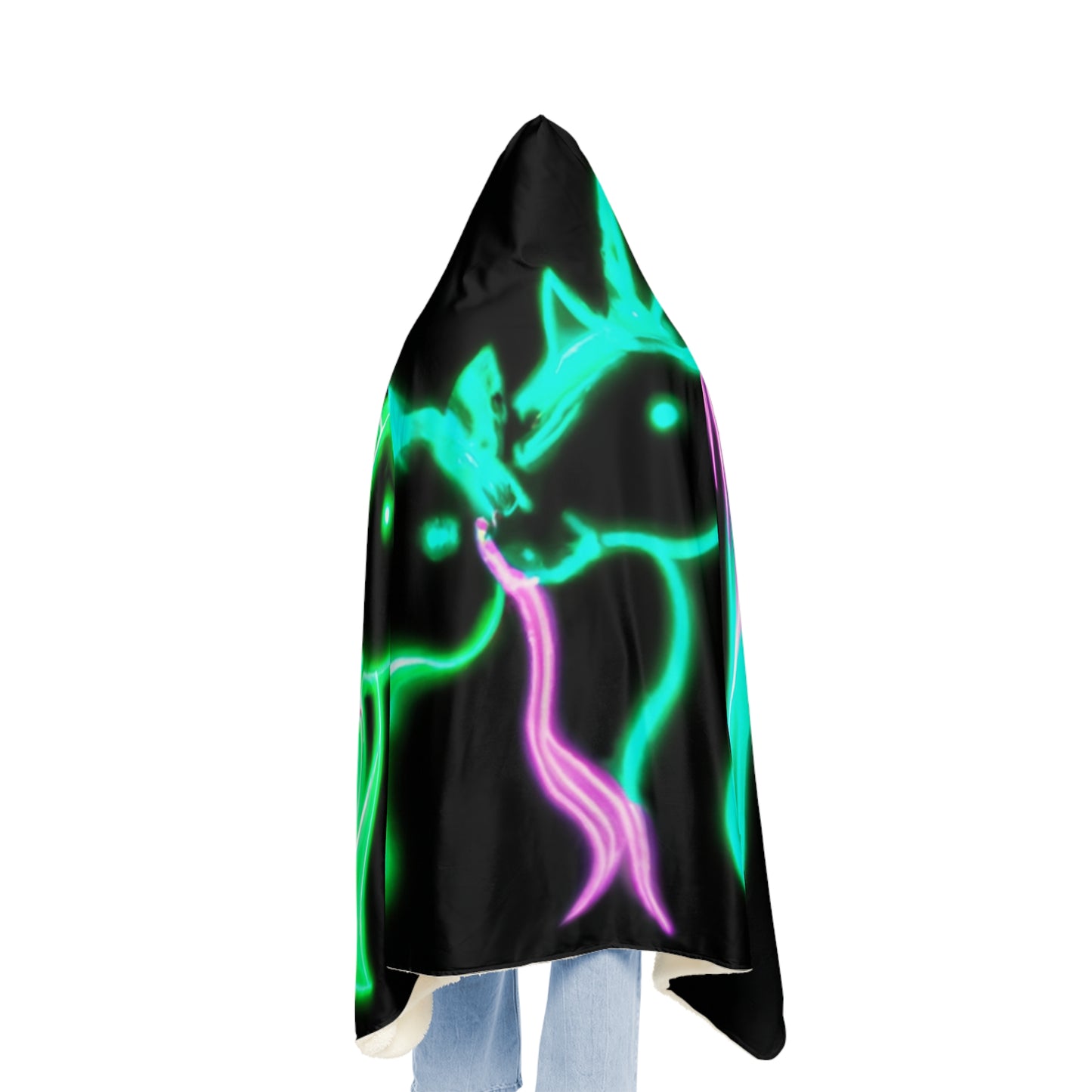 "Neon Dreamscape" - NEON Unicorns Art Hooded Snuggle Blanket