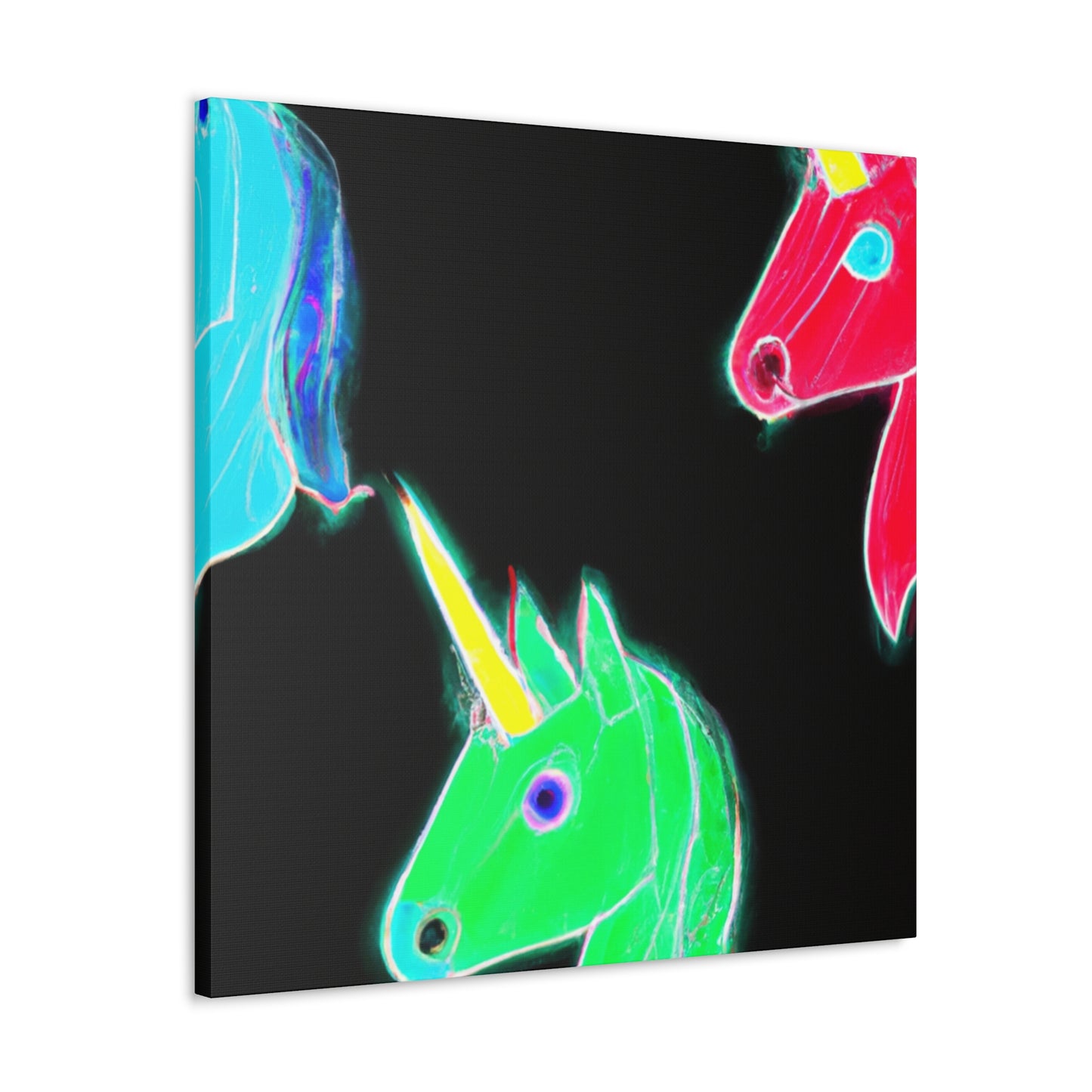 "Neon Rainbow Unicorn Cluster" NEON Unicorns Art Canvas