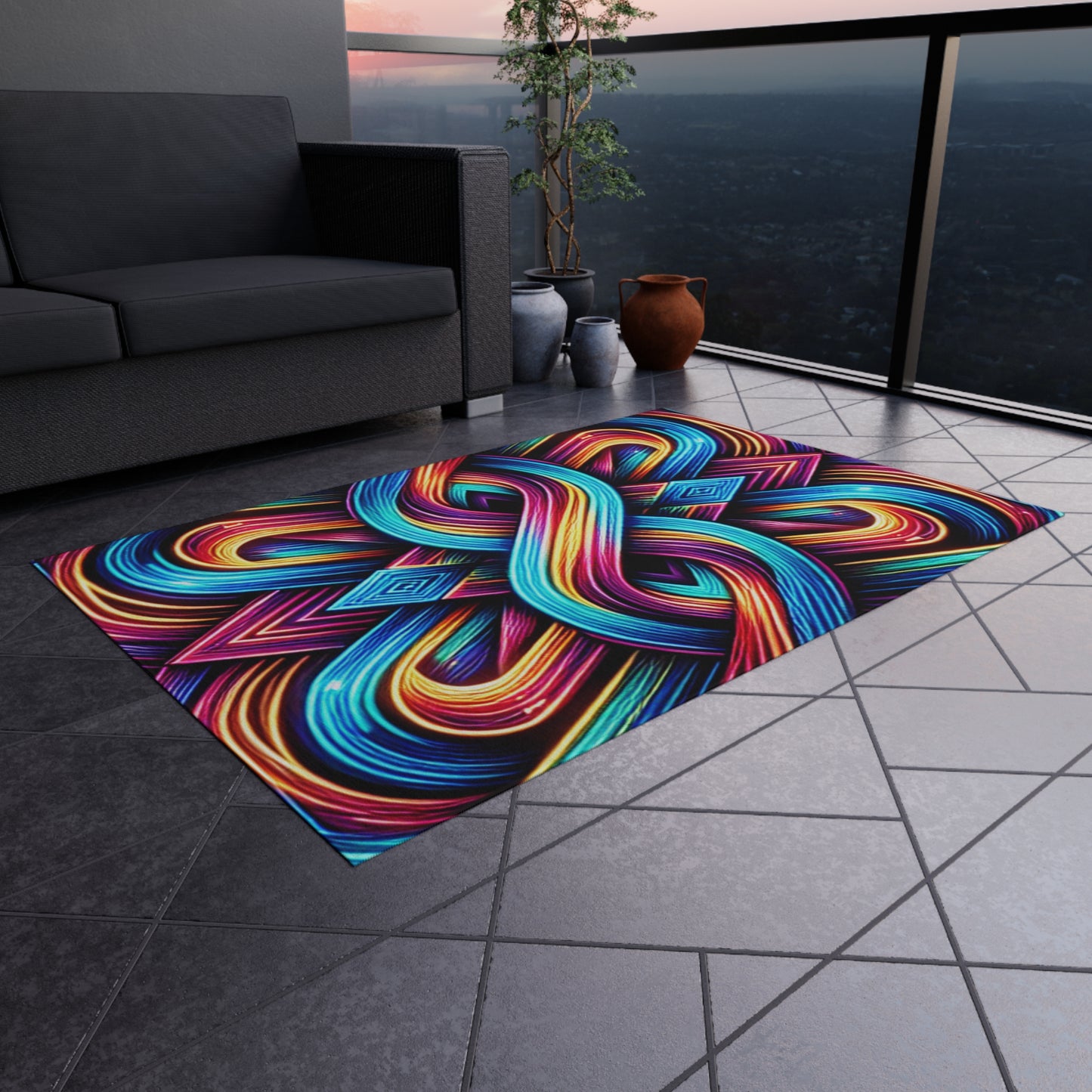 Interstellar Chromatopia. Infinity Patterns Outdoor Rug