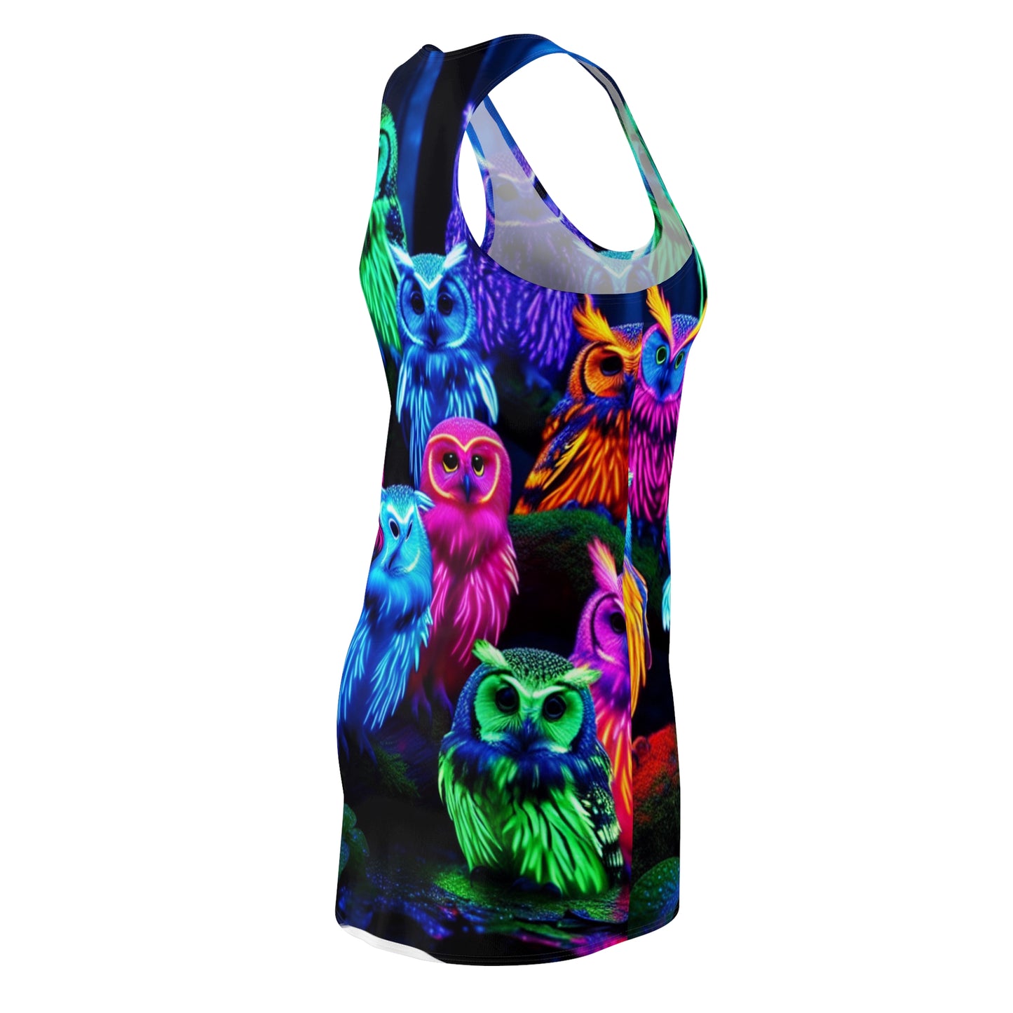 Neon Nocturne. Neon Owls Racerback Dress