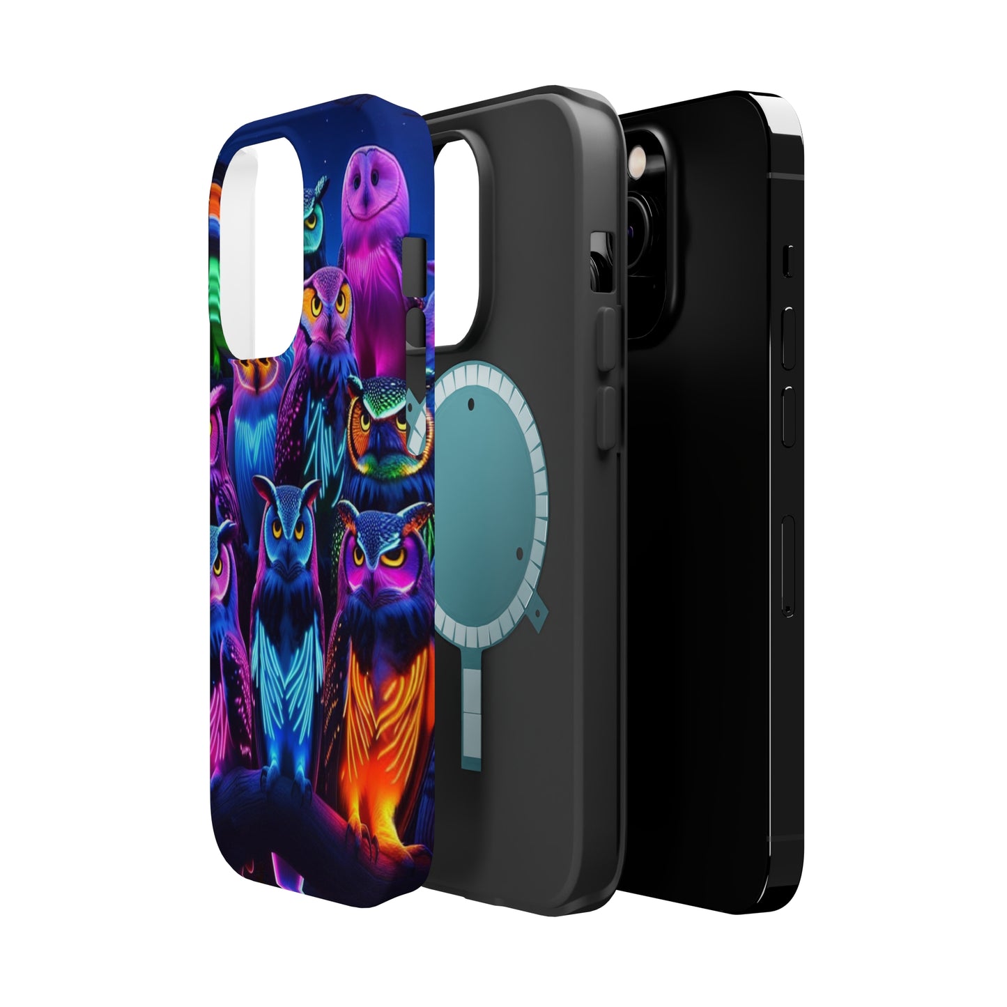Neon Nocturne Owls. Neon Owls Premium Art Magsafe Magnet Tough IPhone 13 14 15 Pro Plus Max and Mini in Matte and Glossy Phone cases