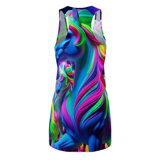"Enchanting Neon Dreams" Neon Unicorns Racerback Dress