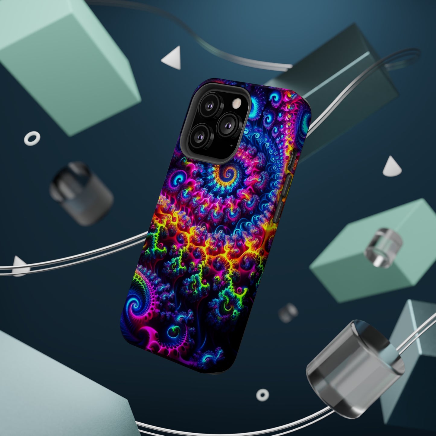 Twilight Infinyscape Neon Trippy Infinity Patterns Premium Art Magsafe Magnet Tough IPhone 13 14 15 Pro Plus Max and Mini in Matte and Glossy Phone cases