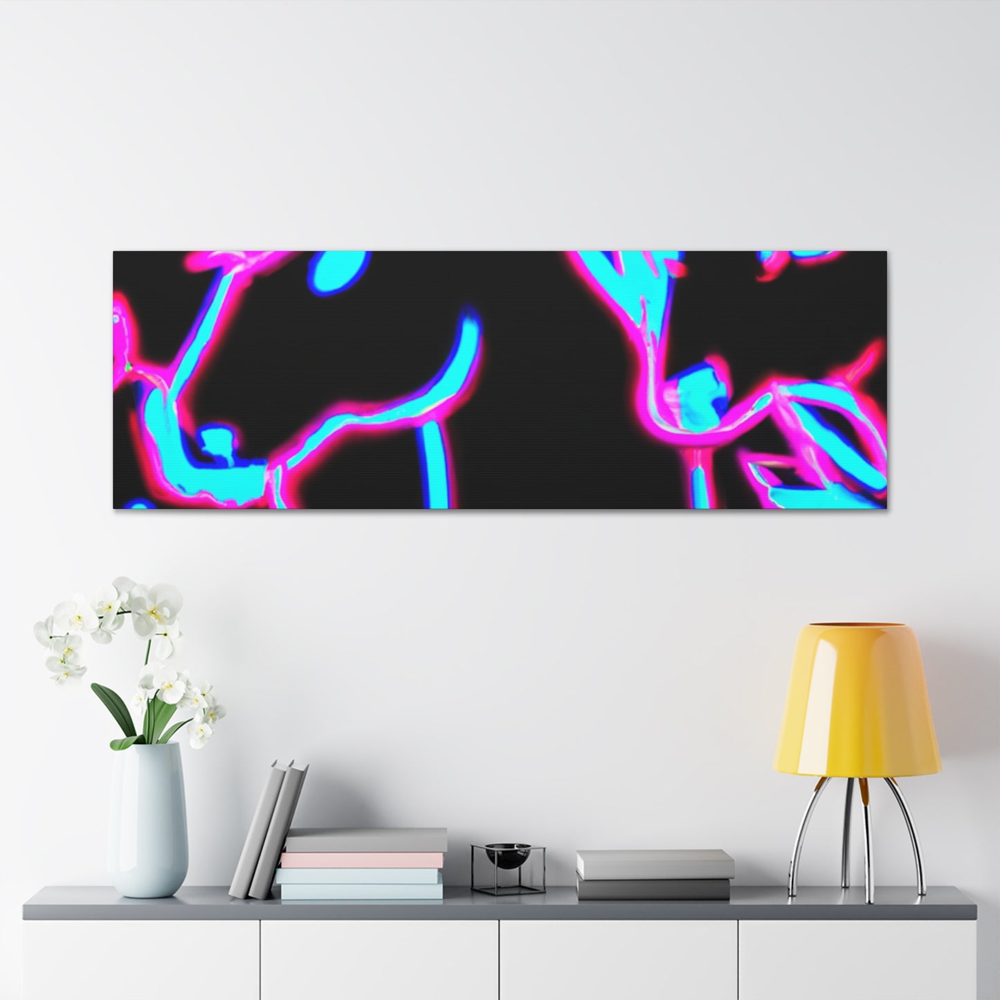 Vibrant Neon Dreamscape NEON Unicorns Art Canvas