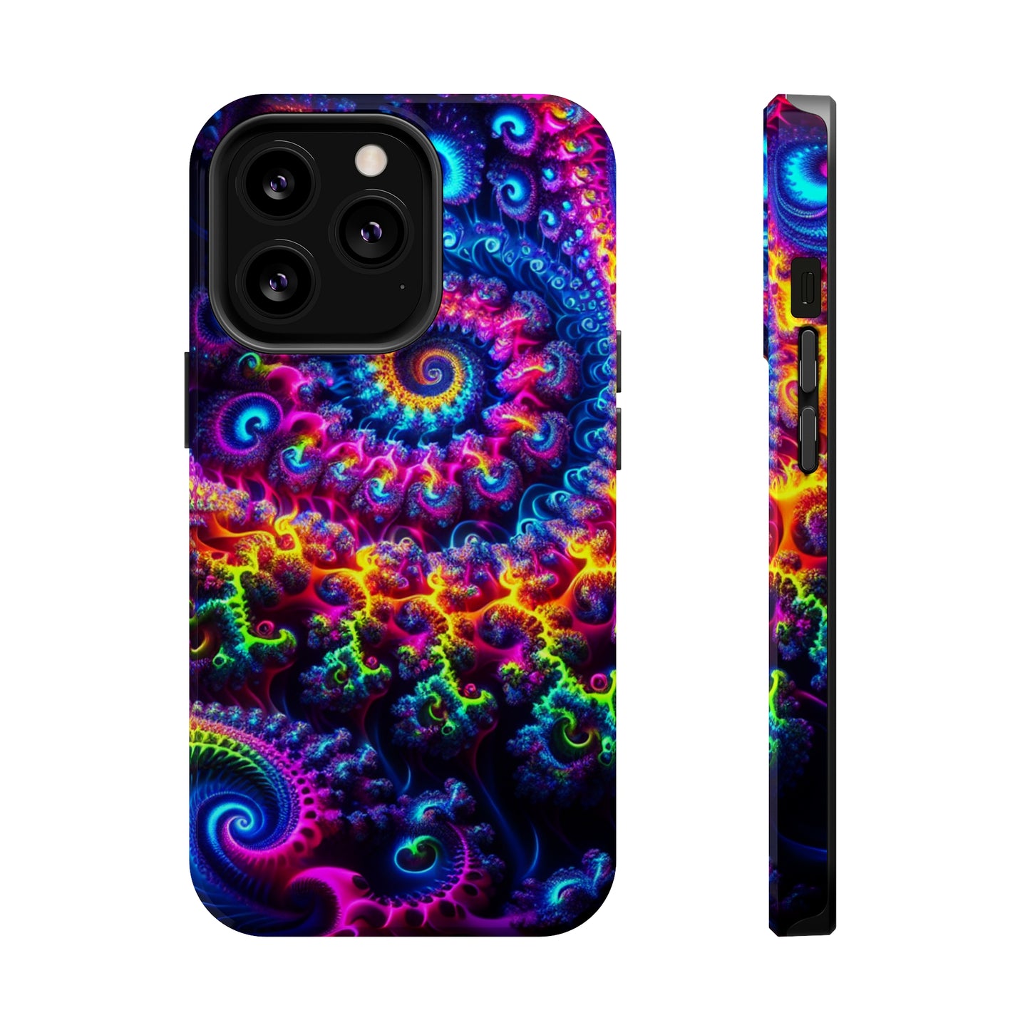 Twilight Infinyscape Neon Trippy Infinity Patterns Premium Art Magsafe Magnet Tough IPhone 13 14 15 Pro Plus Max and Mini in Matte and Glossy Phone cases