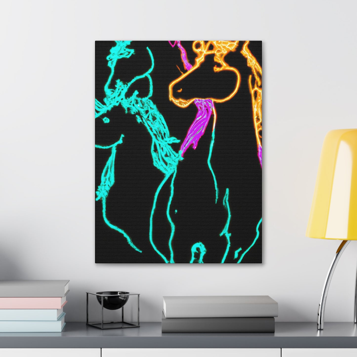 "Neon Splendour of Unicorns" NEON Unicorns Art Canvas