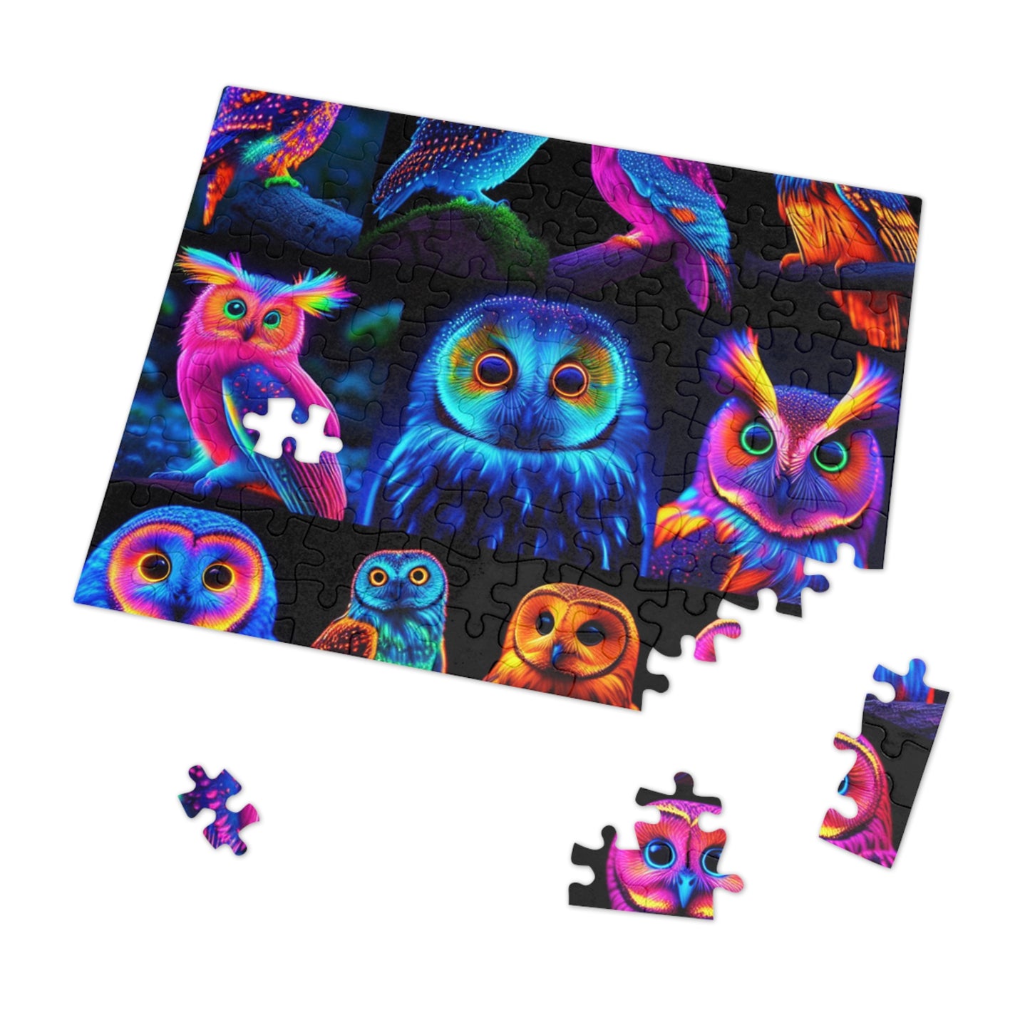 "Neon Nocturne" - Neon Owls Puzzle
