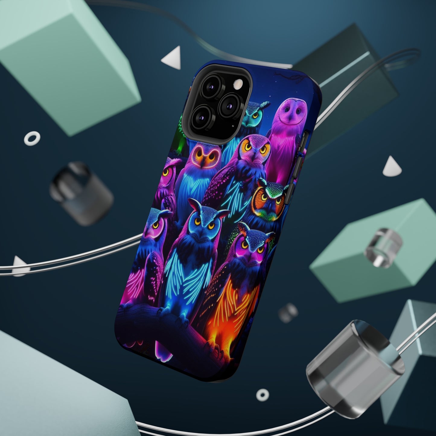 Neon Nocturne Owls. Neon Owls Premium Art Magsafe Magnet Tough IPhone 13 14 15 Pro Plus Max and Mini in Matte and Glossy Phone cases