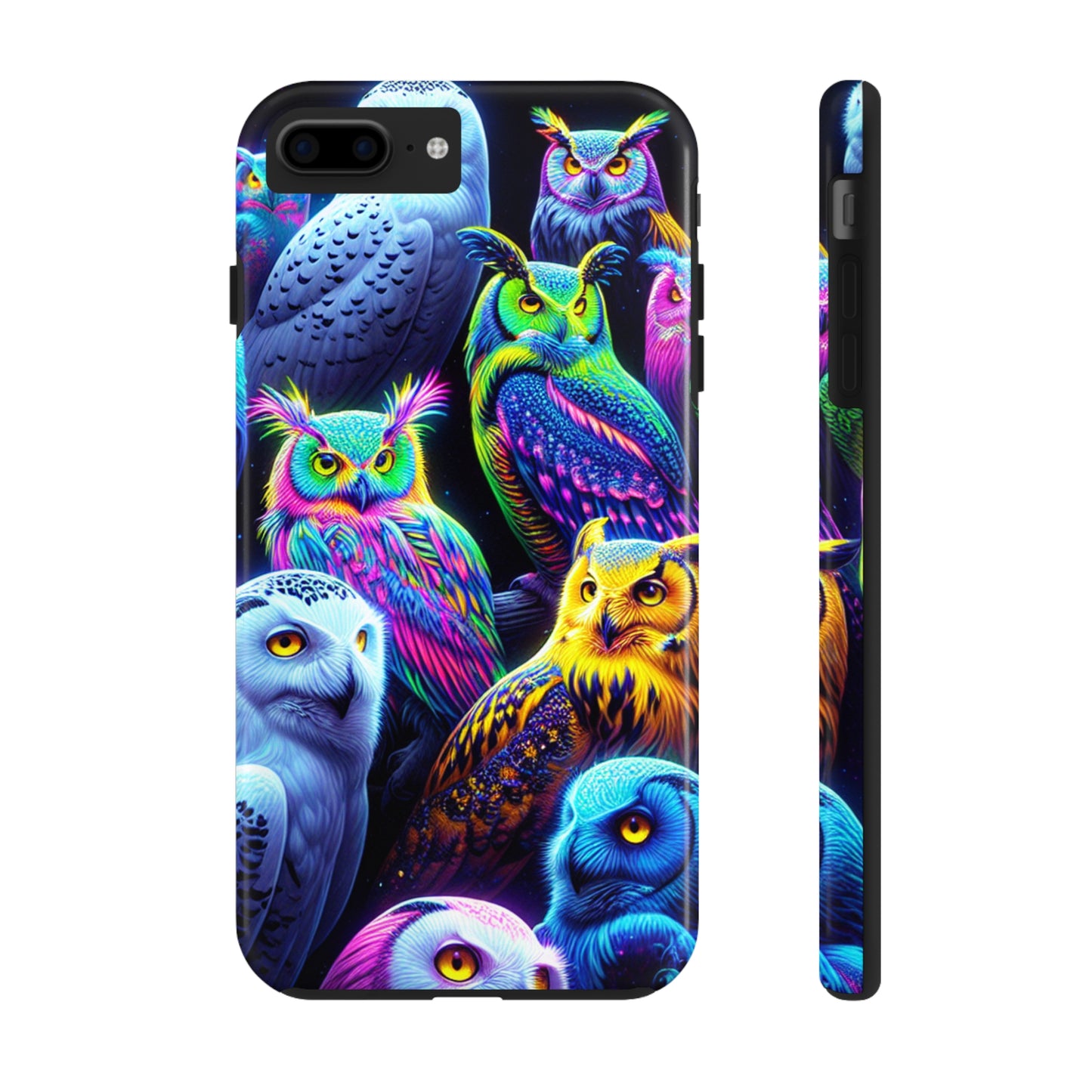 'Flock of Electric Flamses' NEON Owls Tough Phone Case