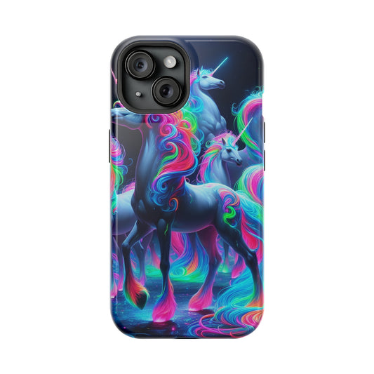 Neon Unicorn Prism. Neon Unicorns Premium Art Magsafe Magnet Tough IPhone 13 14 15 Pro Plus Max and Mini in Matte and Glossy Phone cases
