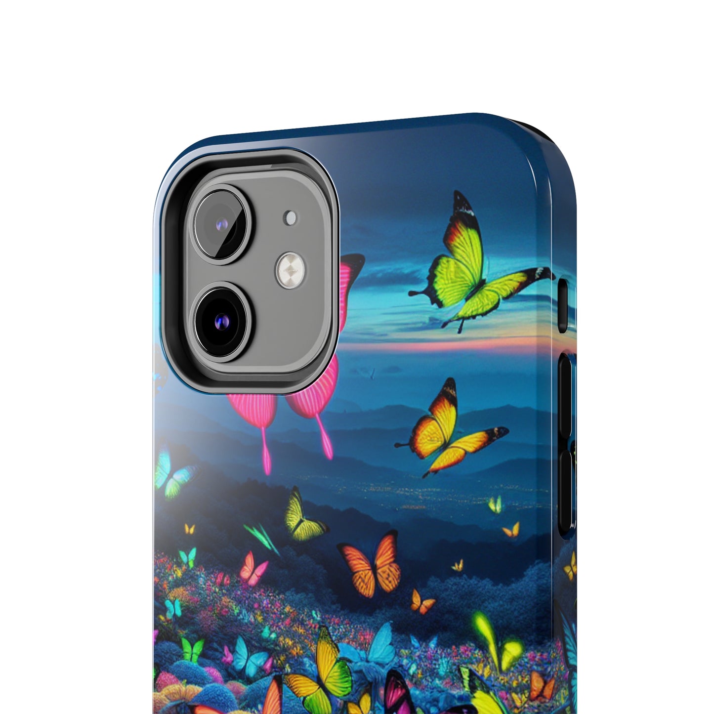 "Neon Flight Spectacle" NEON Butterflies Tough Phone Case Iphone 6 7 8 9 10 11 12 13 14 SE X XR XS Pro Max Mini Plus