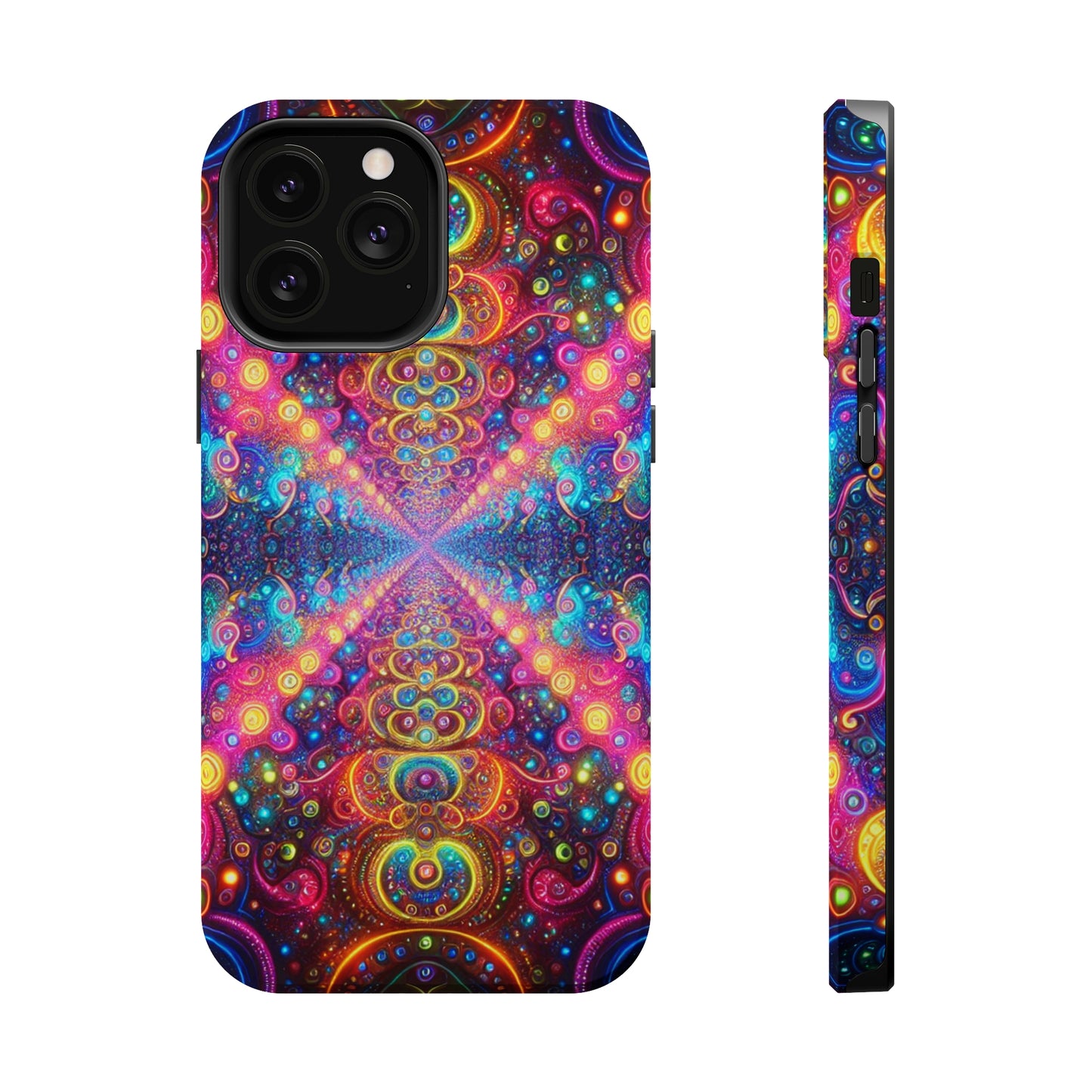 Neon Infinity Oasis Neon Trippy Infinity Patterns Premium Art Magsafe Magnet Tough IPhone 13 14 15 Pro Plus Max and Mini in Matte and Glossy Phone cases