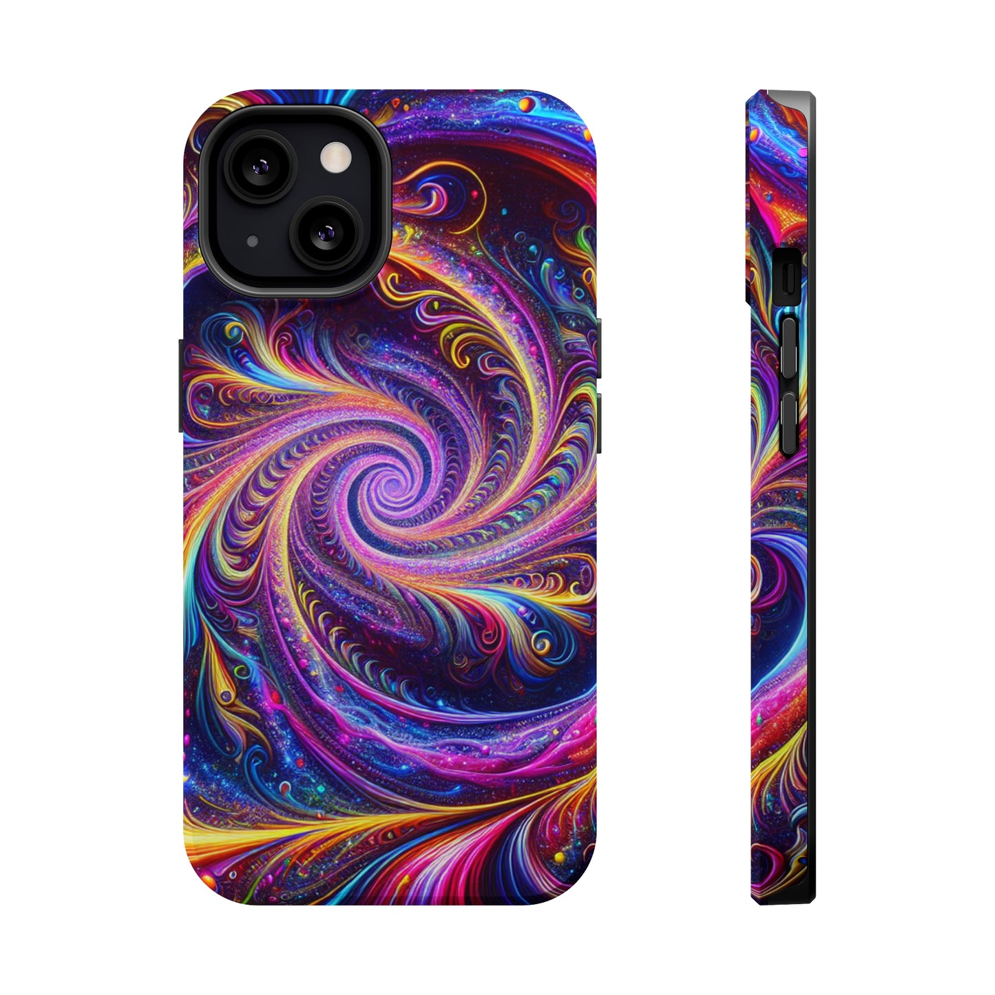 Vivid Psychedelic Cosmic Euphoria. Neon Trippy Infinity Patterns Premium Art Magsafe Magnet Tough IPhone 13 14 15 Pro Plus Max and Mini in Matte and Glossy Phone cases