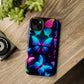 "Neon Flight Frenzy" Neon Butterflies Premium Art Magsafe Magnet Tough IPhone 13 14 15 Pro Plus Max and Mini in Matte and Glossy Phone cases