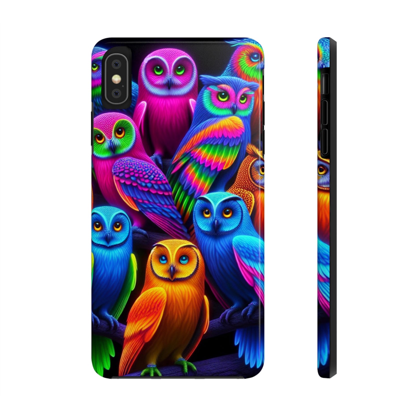 "Electric Vivid Night Owls" NEON Owls Tough Phone Case