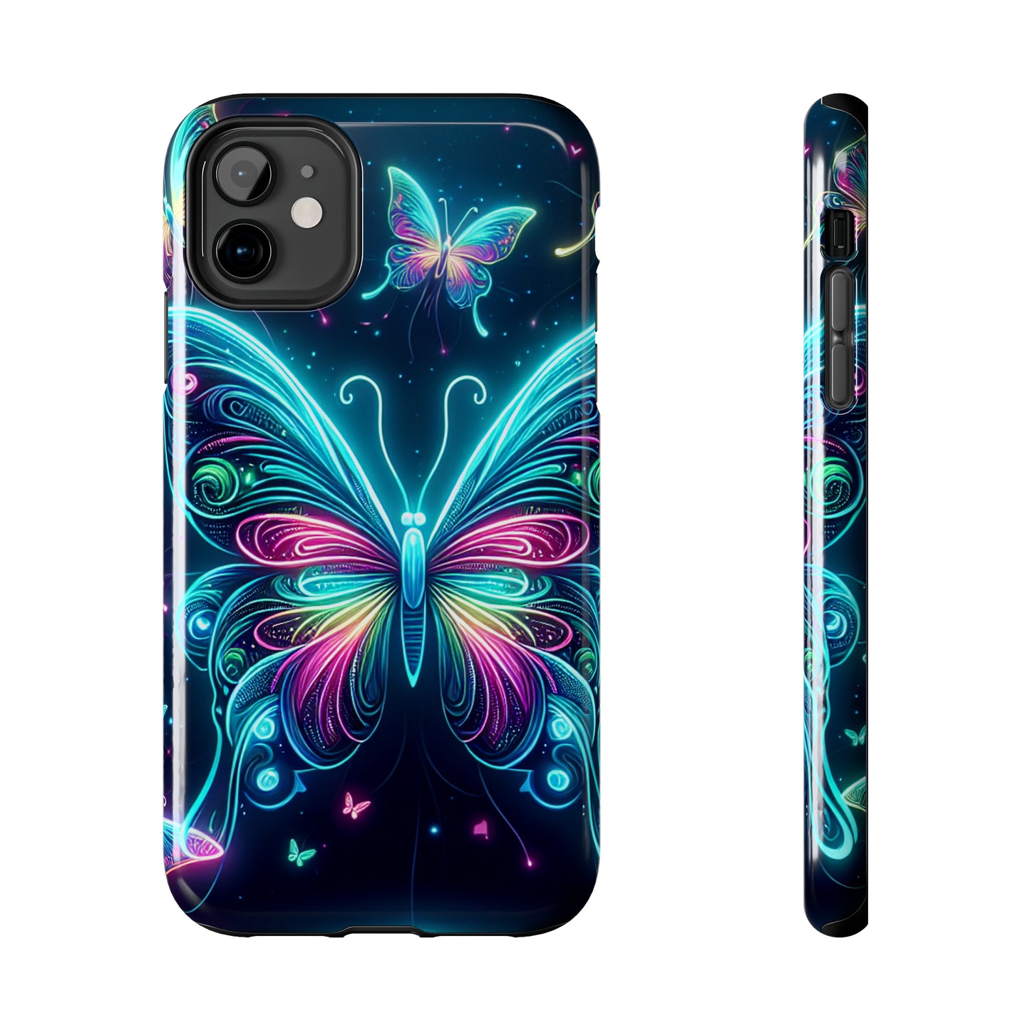 "Neon Butterfly Glo-Rama" NEON Butterflies Tough Phone Case Iphone 6 7 8 9 10 11 12 13 14 SE X XR XS Pro Max Mini Plus