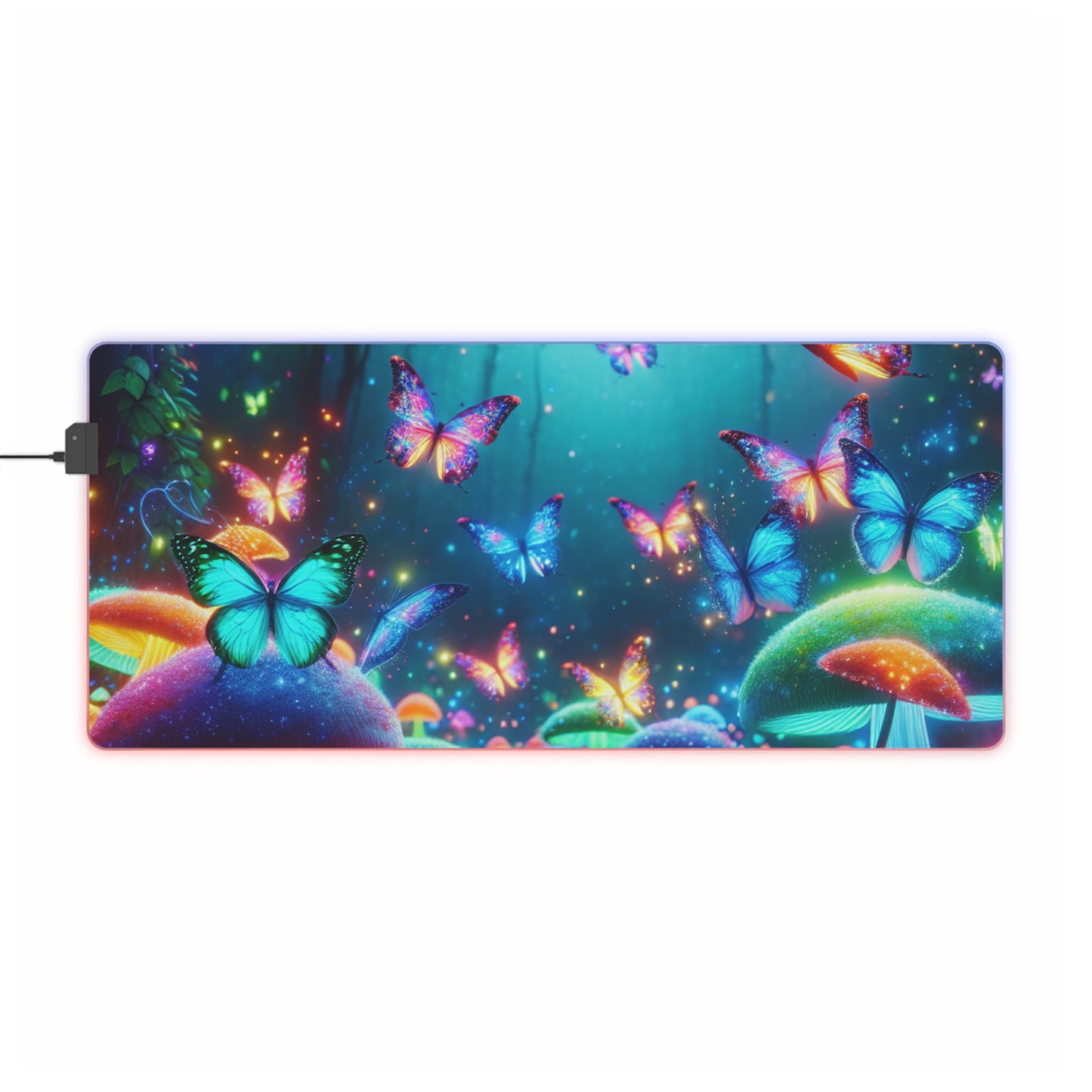 Luminous Neon Haze NEON Butterflies and Mushrooms LED Mousepad