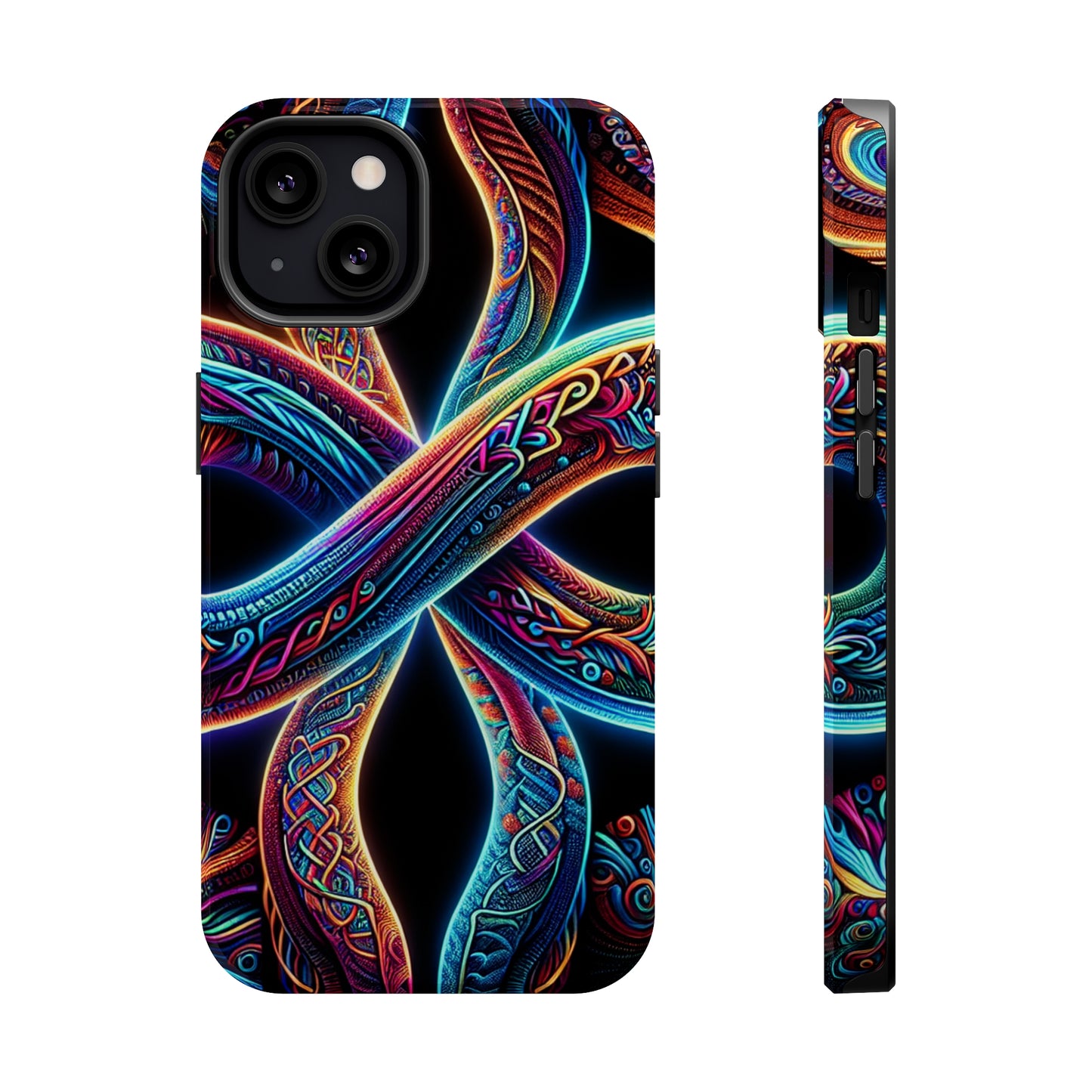 Vibrant Infinity Nocturne Neon Trippy Infinity Patterns Premium Art Magsafe Magnet Tough IPhone 13 14 15 Pro Plus Max and Mini in Matte and Glossy Phone cases