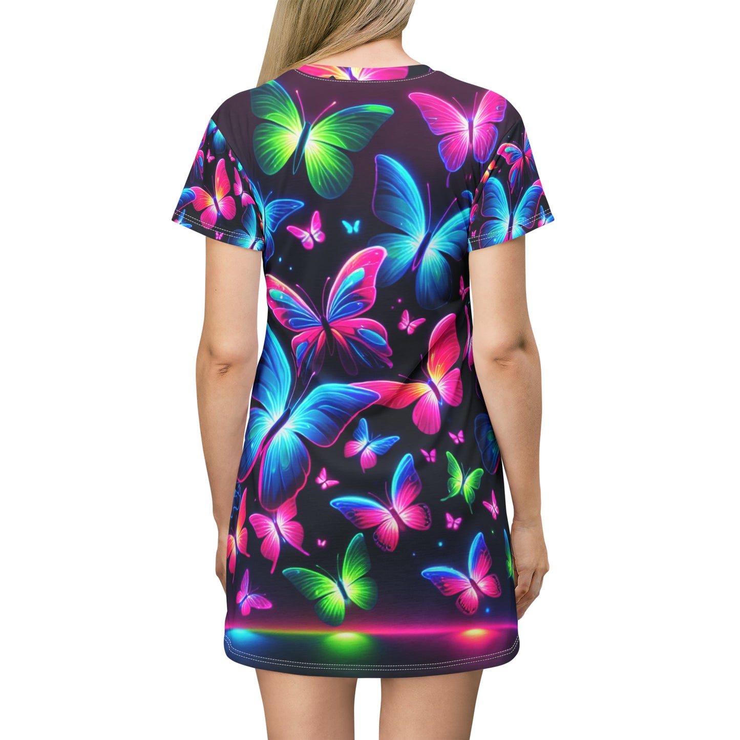 "Aurora of Neon Butterflies" Neon Butterflies Womans T Shirt Dress